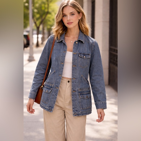 Lauren Denim Ralph Lauren Jean Barn Chore Jacket Coat  Womens Vintage 1990 Sz M - Picture 3 of 8